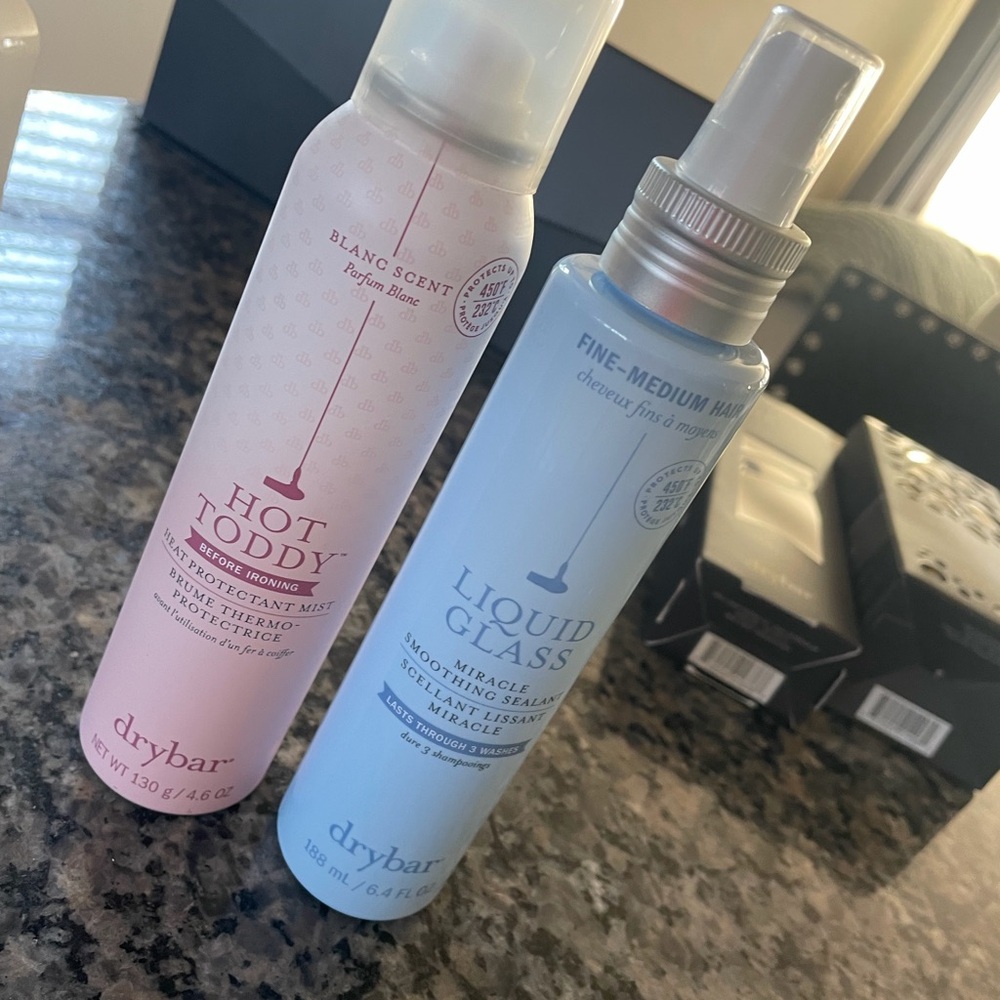 Drybar Hot Toddy Pink and Liquid Glass Blue Hair Care Set